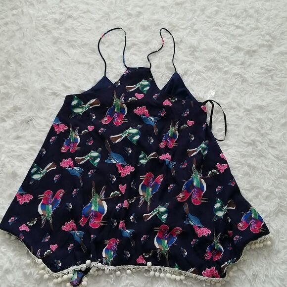 Voom by Joy Han Blue Floral Print Top Sz XS - Picture 5 of 9